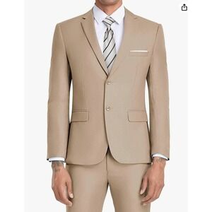 JPF Store Mens Tan Suit Set Jacket Pants Tie Retro Style EXTRA SMALL